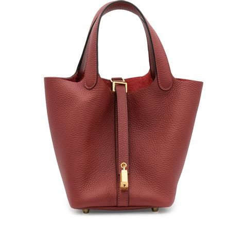 hermes rouge h clemence|Hermes clemence picotin.